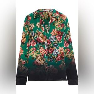 Alice + Olivia Eloise Floral-Print Dégradé Silk Crepe De Chine Shirt